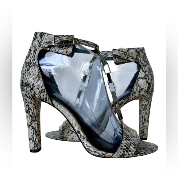 Calvin Klein Shoes - CALVIN KLEIN | Black & Cream Snakeskin Sandals Sz 7.5